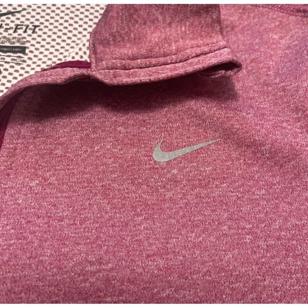Nike Dri-FIT Women's Full Zip Running Jacket Red Thumbholes Reflective Size S